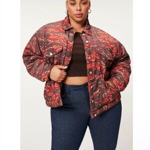 NWT!😍Good American Trucker Puffer NWT Camouflage Jacket Size‎ 5/6=2X/3X